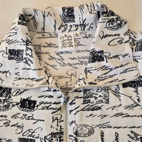 Parsley and Sage Womens Graphic Print 1/4 Zip Shirt Mini Dress Black White Large - Picture 6 of 12